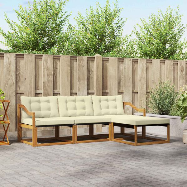 vidaXL Set vanjskih sofa s jastukom 4 pcs Prirodna i krem