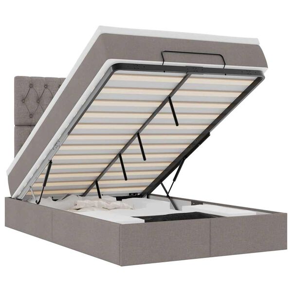 vidaXL Otomanski okvir kreveta s madraca smeđesivi 120x190 cm tkanine