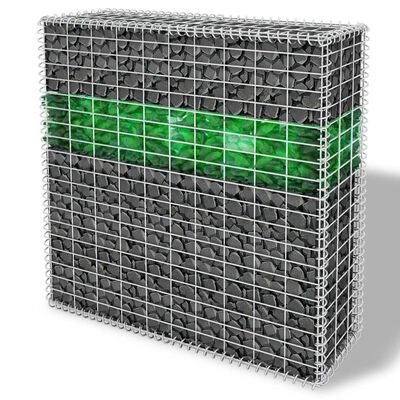 vidaXL Vrtni gabionski zid sa staklenim kamenjem LED 100 x 30 x 100 cm