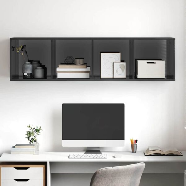 vidaXL Zidni TV ormarić sjajni sivi 37x37x142,5 cm konstruirano drvo