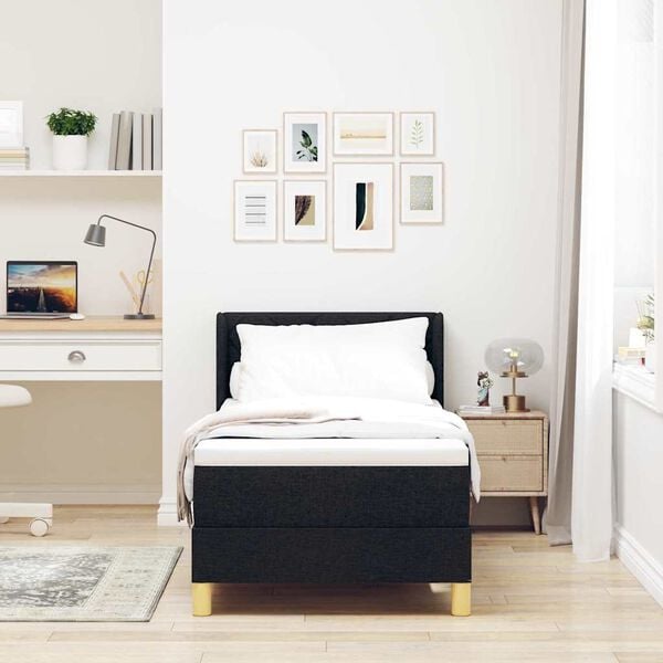 vidaXL Krevet s opruga kutije s madracem Crna 200 x 80 cm Poliester