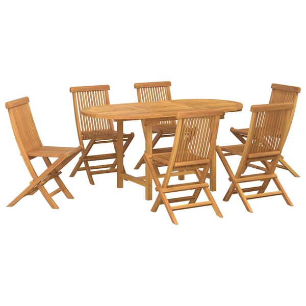 vidaXL Vrtni set za objed 7 pcs Smeđa Čvrsto teak drvo
