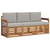 vidaXL Setovi sofa 3 pcs Prirodna i svijetlo siva Čvrsto drvo akacije