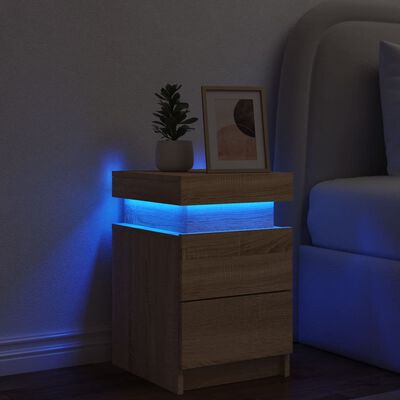 vidaXL Noćni ormarić s LED svjetlima boja hrasta sonome 35x39x55 cm