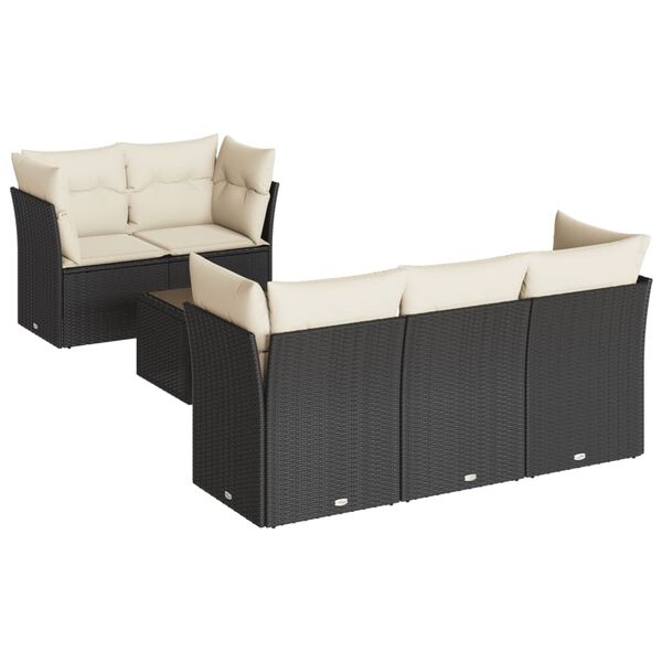 vidaXL 7-dijelni set vrtnih sofa od poliratana s jastucima crni