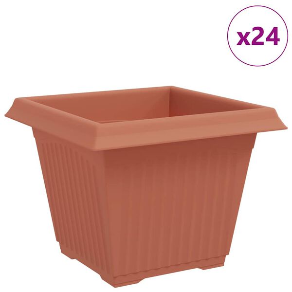 vidaXL Kvadratna saksija za cvijeće 24 pcs Crvena cigla Plastika