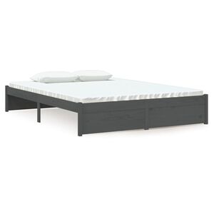 vidaXL Okvir za krevet od masivnog drva sivi 135 x 190 cm bračni
