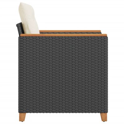vidaXL Vrtna stolica s jastucima crna od poliratana