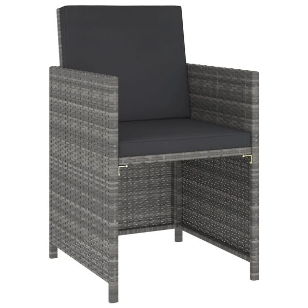 vidaXL 6-dijelni vrtni blagovaonski set od poliratana s jastucima sivi