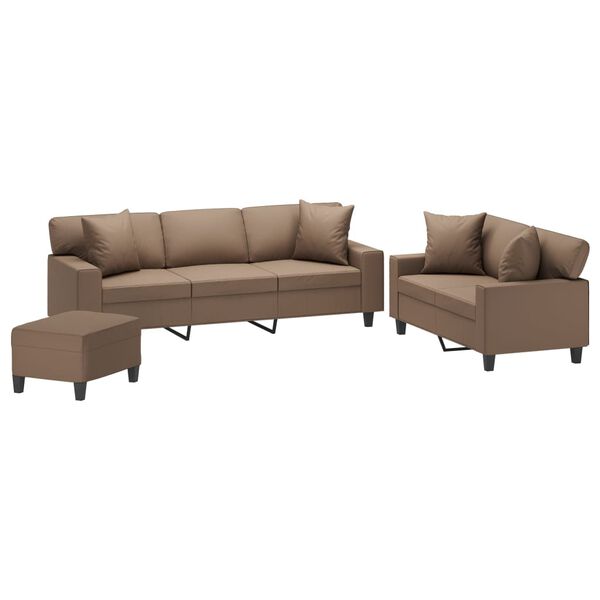 vidaXL 3-dijelni set sofa s jastucima Boja cappuccina od umjetne kože