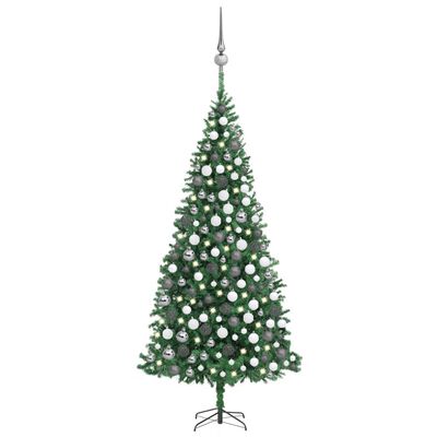 vidaXL Umjetno osvijetljeno božićno drvce i kuglice LED 300 cm zeleno