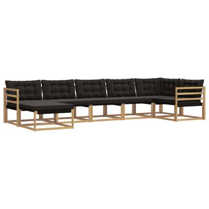 vidaXL Set vanjskih sofa 7 kom. Bijela i crna Čvrsto drvo akacije