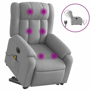 vidaXL Električni masažni naslonjač na podizanje tkanina svjetlosivi
