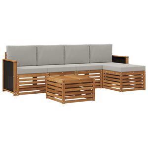 vidaXL Set vanjskih sofa s jastukom 6 pcs Prirodna i svjetlosiva