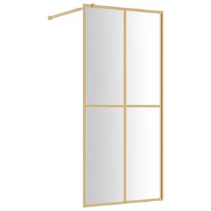 vidaXL Stijenka za walk-in tu&scaron; s prozirnim staklom ESG zlatna 80x195cm