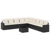 vidaXL 10-dijelni set vrtnih sofa s jastucima crni od poliratana