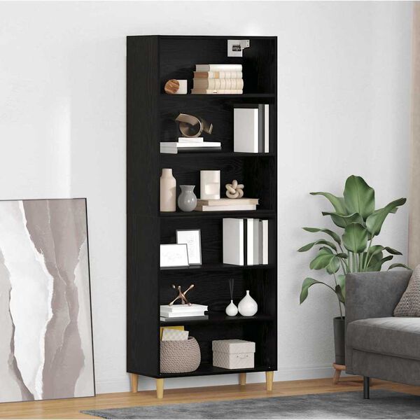 vidaXL Highboard Crni hrast 69,5 x 32,5 x 180 cm Konstruirano drvo