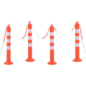 vidaXL Stupovi za kontrolu prometa s lancem 4 kom 75 cm PE
