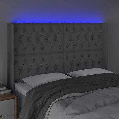 vidaXL LED uzglavlje svjetlosivo 147 x 16 x 118/128 cm od tkanine