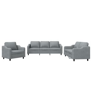 vidaXL 3-dijelni set sofa s jastucima svjetlosivi od tkanine