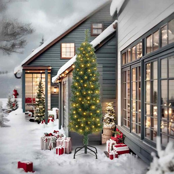 vidaXL Umjetno božićno drvce Zelena 240 cm PVC i čelik i plastika