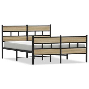 vidaXL Metalni okvir kreveta bez madraca boja hrasta sonome 150x200 cm