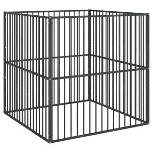 vidaXL Ograda za pse s 4 panela crna od pocinčanog čelika