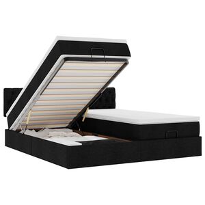 vidaXL Otomanski okvir kreveta s madracima crni 200x200cm od tkanine