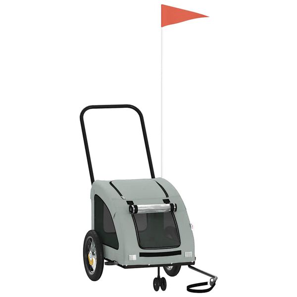 vidaXL Prikolica za bicikl za ljubimce siva od tkanine i željeza