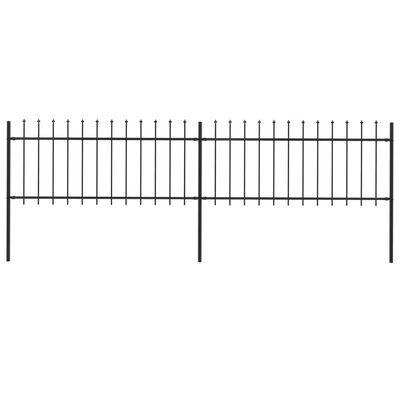 vidaXL Vrtna ograda s ukrasnim kopljima čelična 3,4 x 0,8 m crna