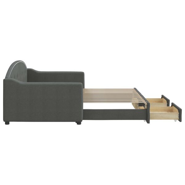 vidaXL Dnevni krevet na razvlačenje i ladice tamnosivi 90 x 200 cm