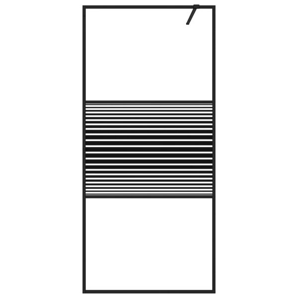 vidaXL Pregrada za tu&scaron; crna 90 x 195 cm s prozirnim staklom ESG