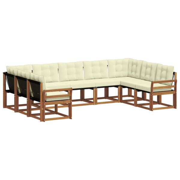 vidaXL Set vanjskih sofa 9 pcs Prirodna i krem Čvrsto drvo akacije