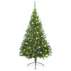 vidaXL Umjetno predsvijetljeno božićno drvce Zelena 210 cm PVC