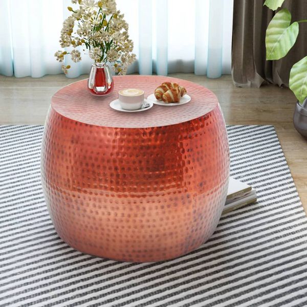 vidaXL Solić za Kavu Okrugli Aluminijski s Bakrenom Zavr&scaron;nicom Smeđi