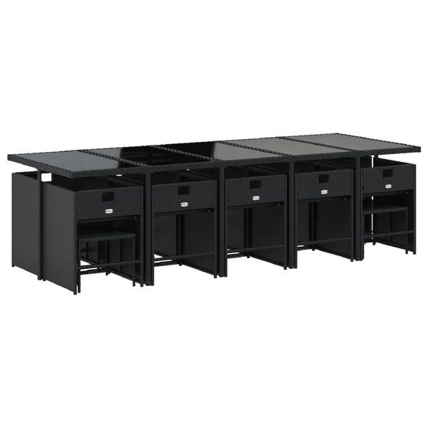 vidaXL 15-dijelni vrtni blagovaonski set s jastucima poliratan crni