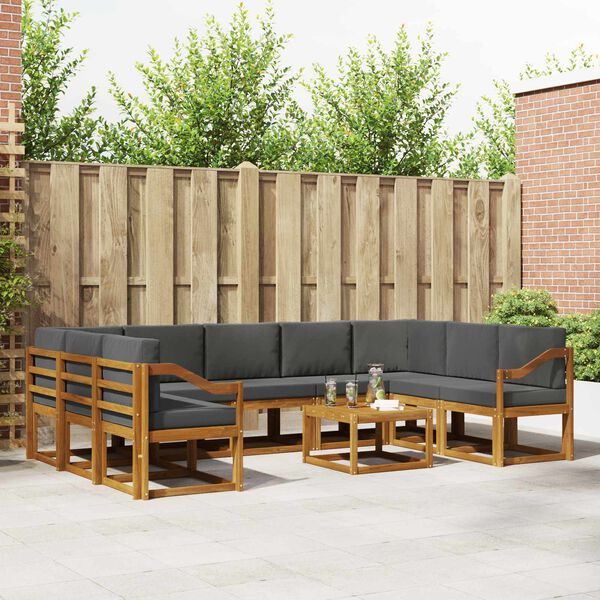 vidaXL Set vanjskih sofa s jastukom 10 pcs Prirodna i antracit