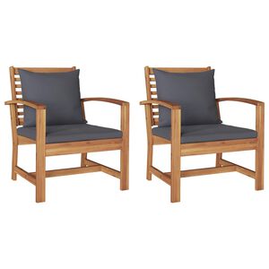 vidaXL Stolica s jastukom 2 pcs Smeđa i tamno siva 65 x 60 x 76,5 cm