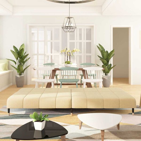 vidaXL Dvosjed na razvlačenje krem baršunasti