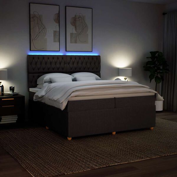 vidaXL Krevet s oprugama i madracem tamnosmeđi 200x200 cm od tkanine