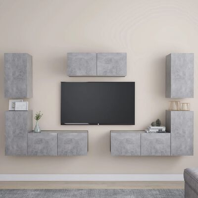 vidaXL 7-dijelni set TV ormarića siva boja betona od iverice