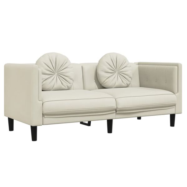 vidaXL 2-dijelni set sofa s jastucima krem baršunasti