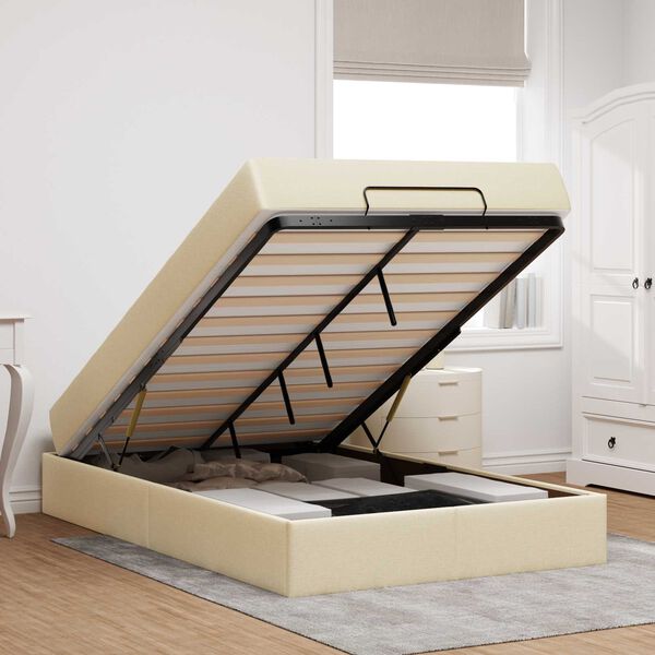 vidaXL Okvir kreveta s madracem s madracem 2 pcs Krema tkanina