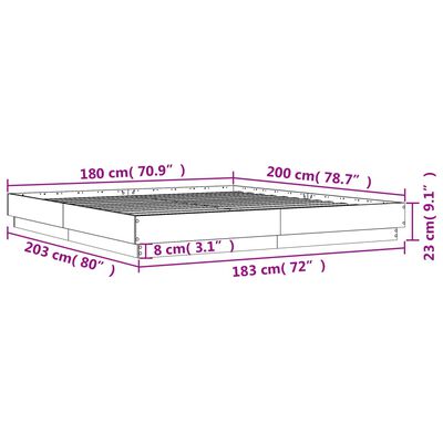 vidaXL Okvir kreveta siva boja betona 180x200 cm od konstruiranog drva