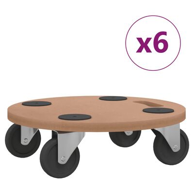 vidaXL Transportne platforme s kotačima 6 kom okrugle drvene