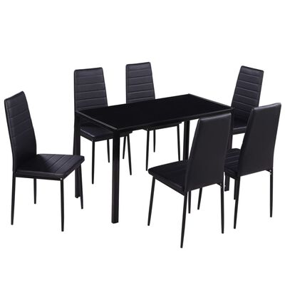 vidaXL 7-dijelni blagovaonski set sa stolom crni