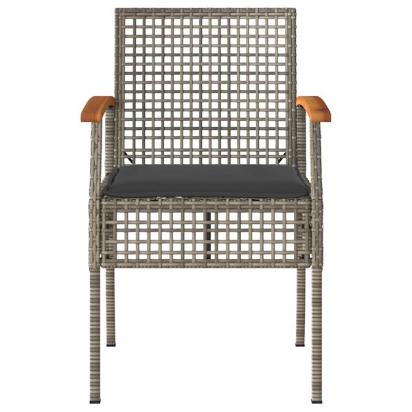 vidaXL 3-dijelni bistro set s jastucima poliratan i drvo bagrema sivi