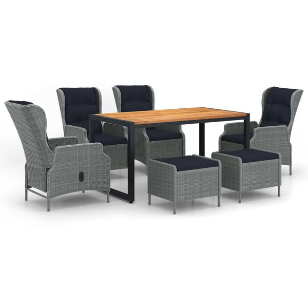 vidaXL 7-dijelni vrtni blagovaonski set svjetlosivi