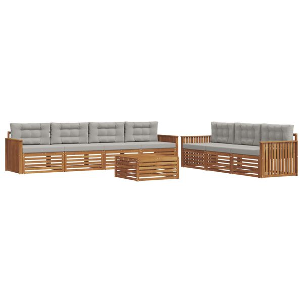 vidaXL Set vanjskih sofa s jastukom 8 pcs Prirodna i svijetlo siva