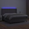 vidaXL Krevet box spring s madracem LED sivi 180x200cm od umjetne kože